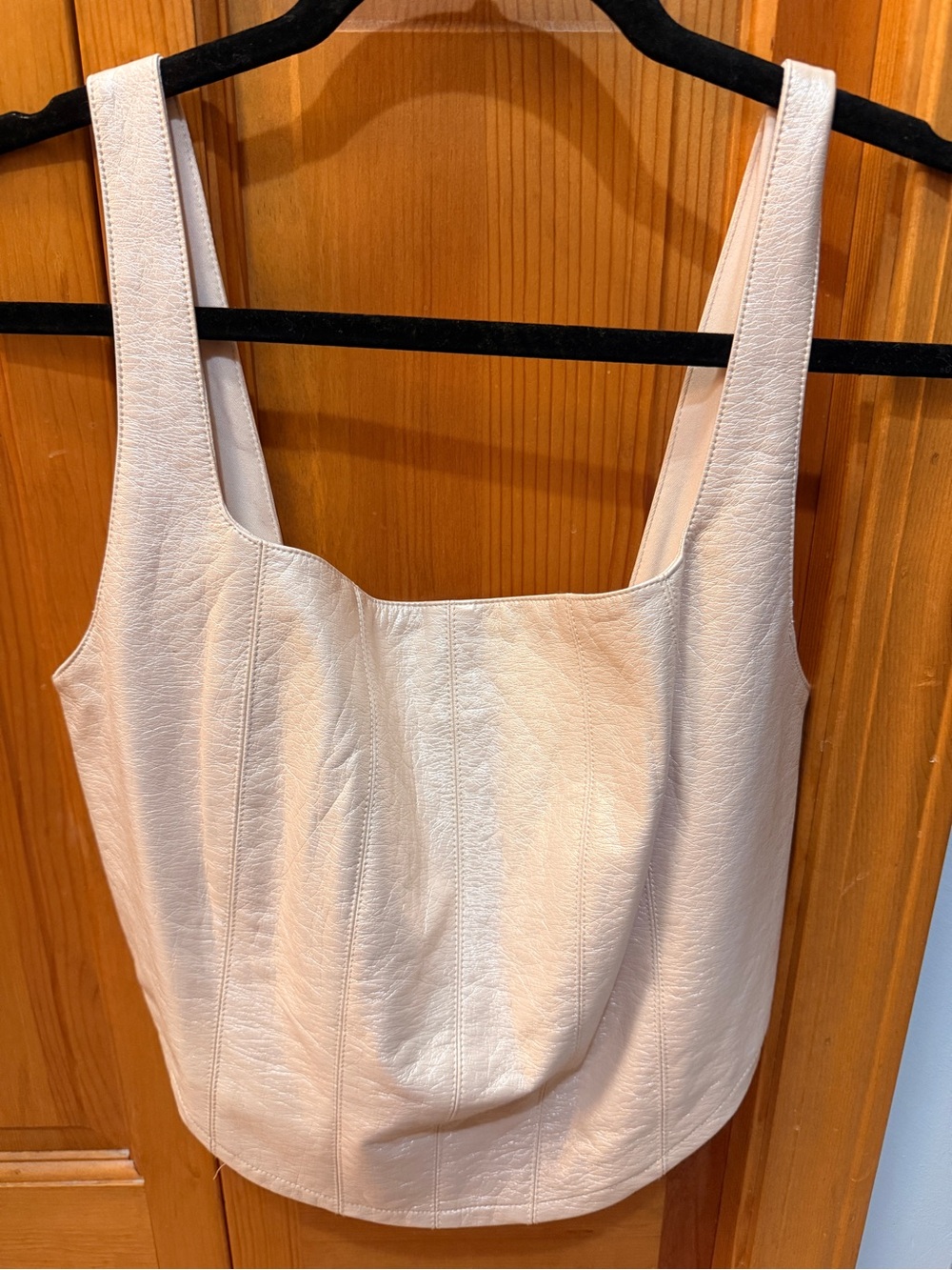 Aaron & Amber Cream Leather Tank Top